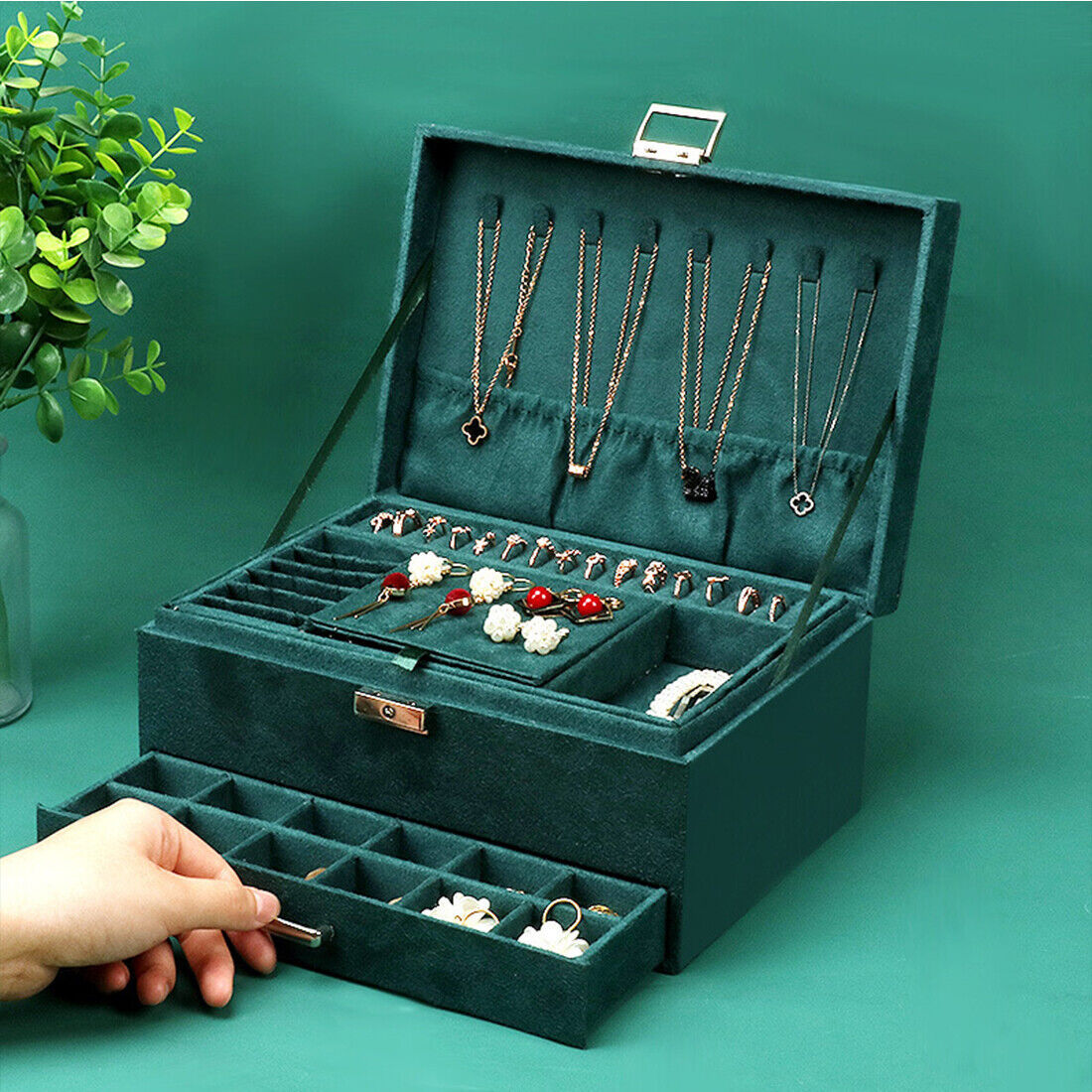 3 Layer Grey Jewellery Box Organizer