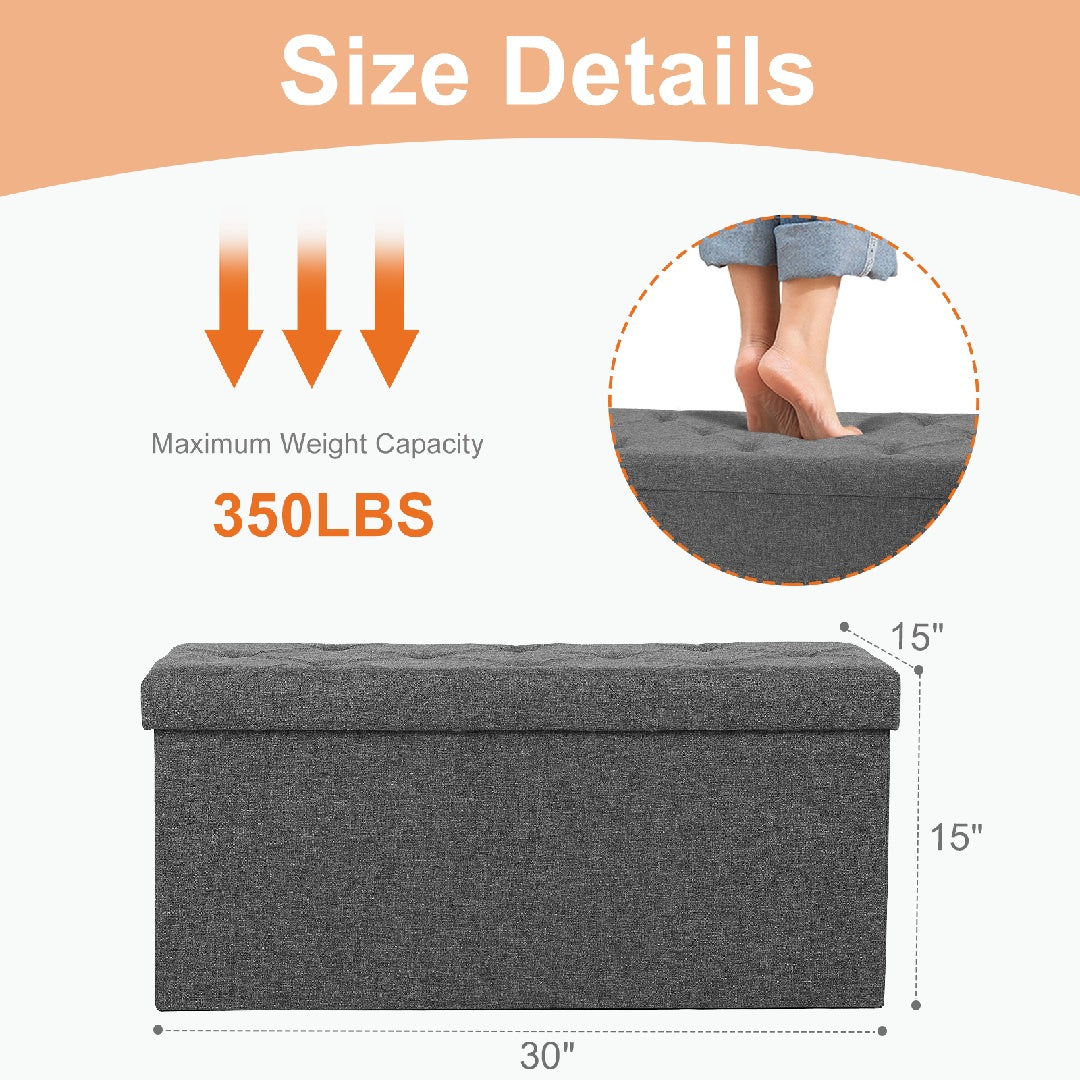Storage Ottoman With Thicker Foam Padded Seat