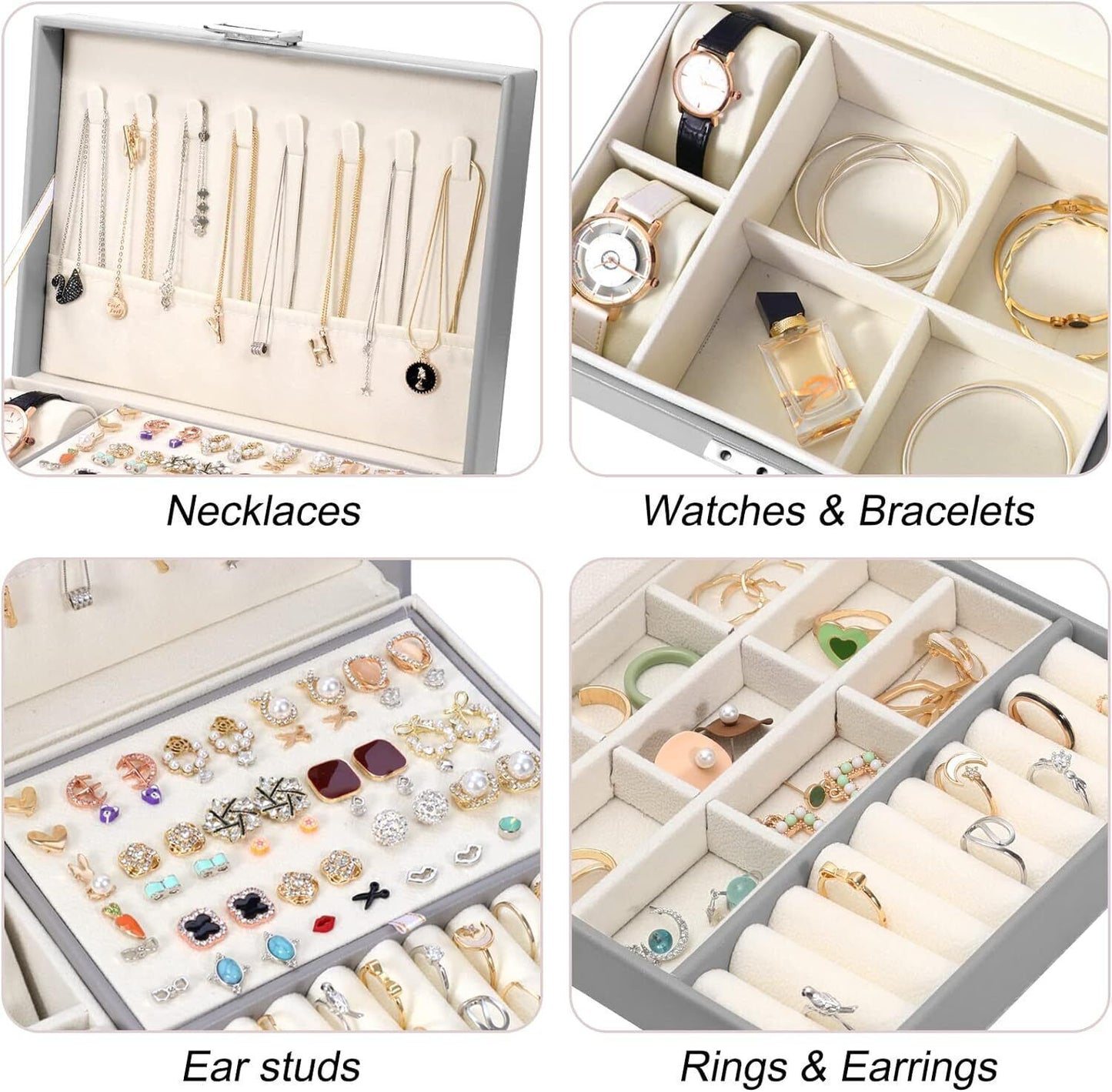 2 Layer Grey Jewellery Organizer Box