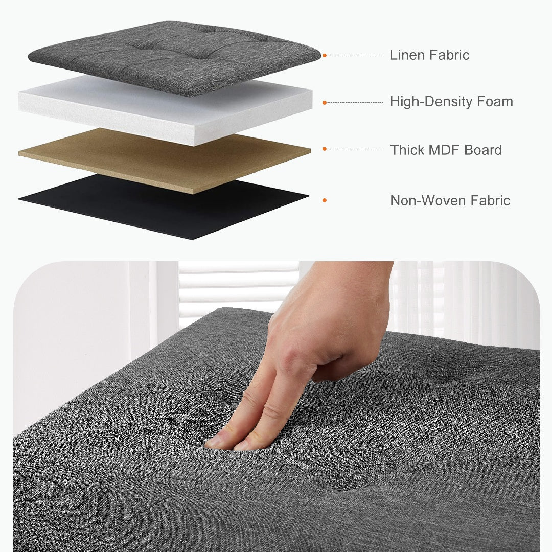 Storage Ottoman With Thicker Foam Padded Seat