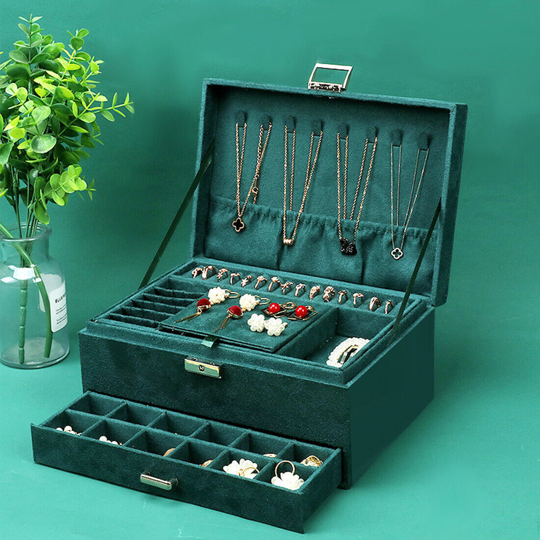 3 Layer Grey Jewellery Box Organizer