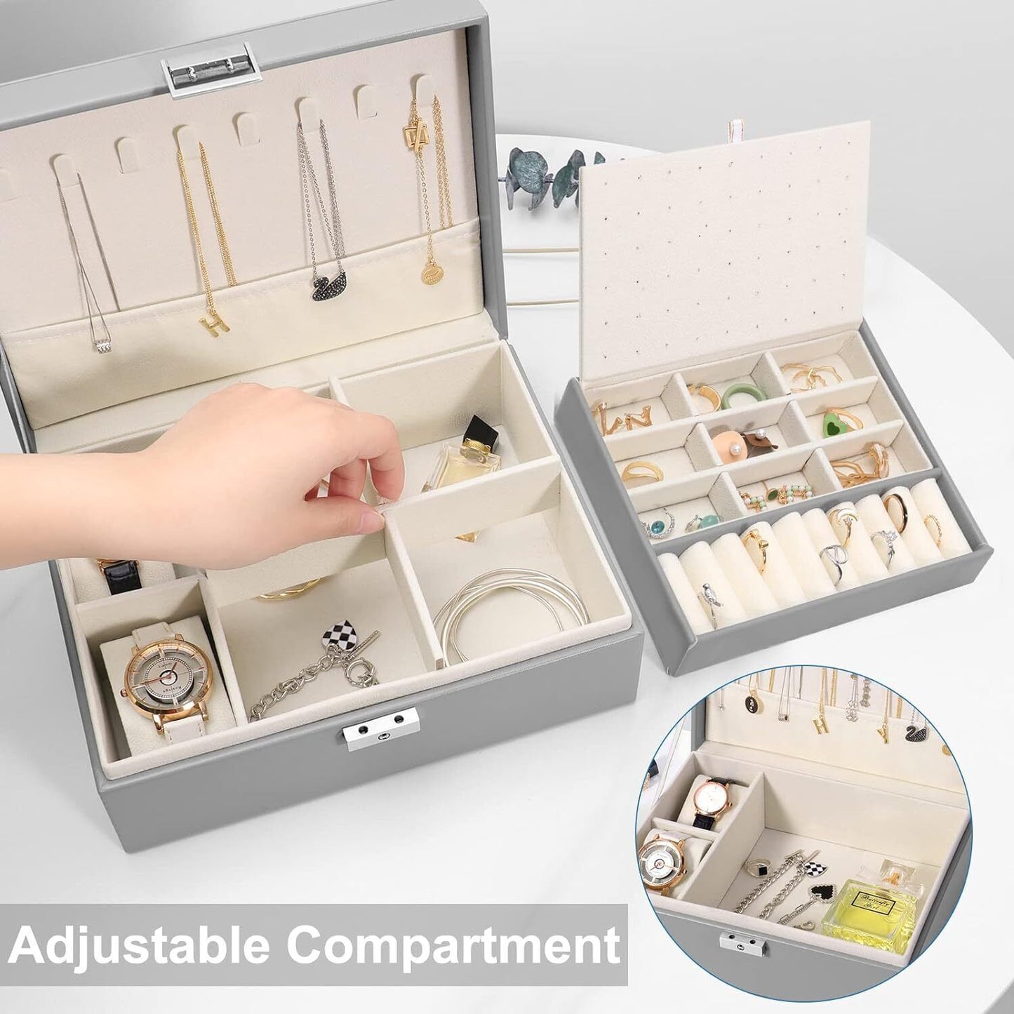 2 Layer Grey Jewellery Organizer Box
