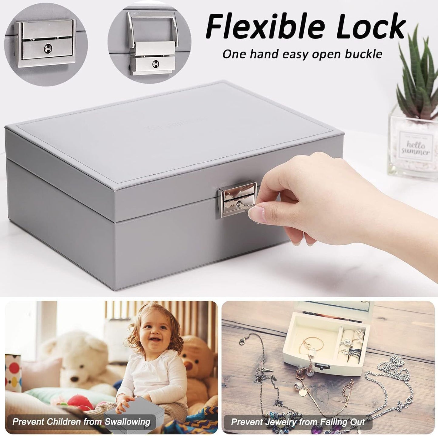 2 Layer Grey Jewellery Organizer Box