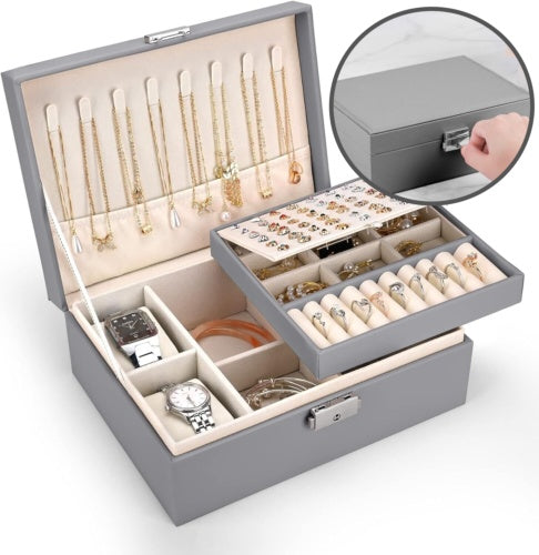 2 Layer Grey Jewellery Organizer Box