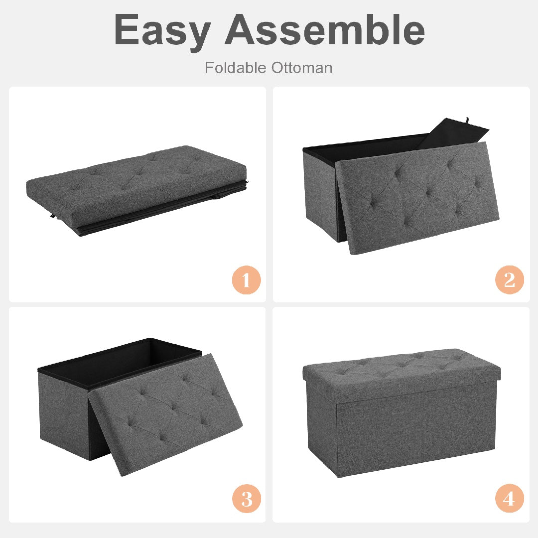 Storage Ottoman With Thicker Foam Padded Seat