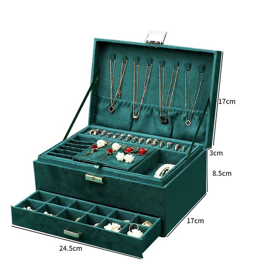 3 Layer Grey Jewellery Box Organizer