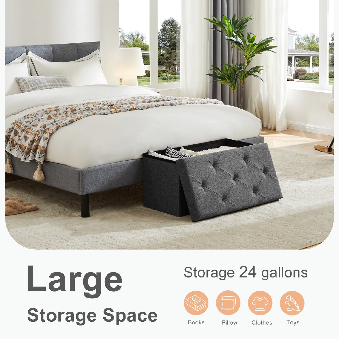 Storage Ottoman With Thicker Foam Padded Seat