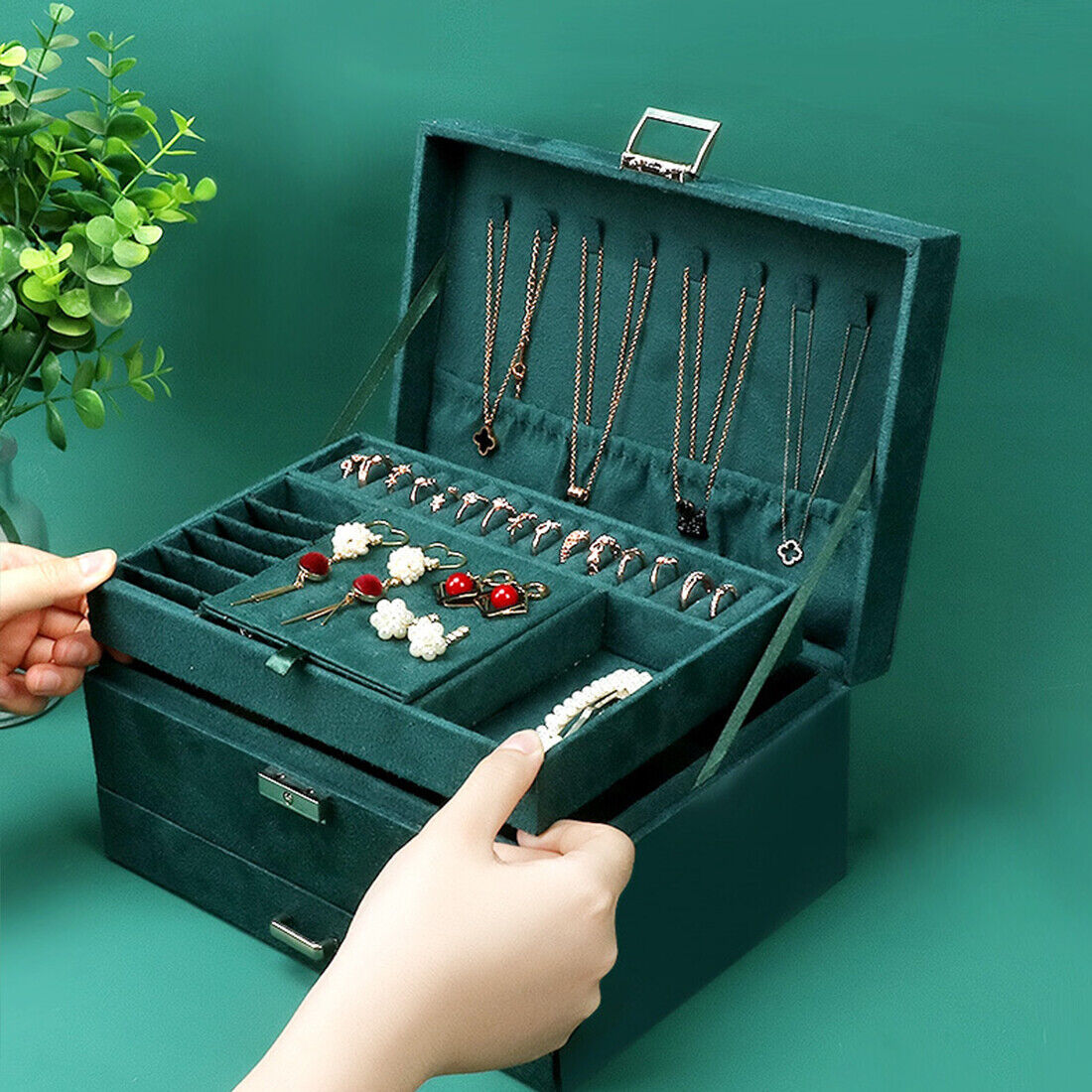 3 Layer Grey Jewellery Box Organizer