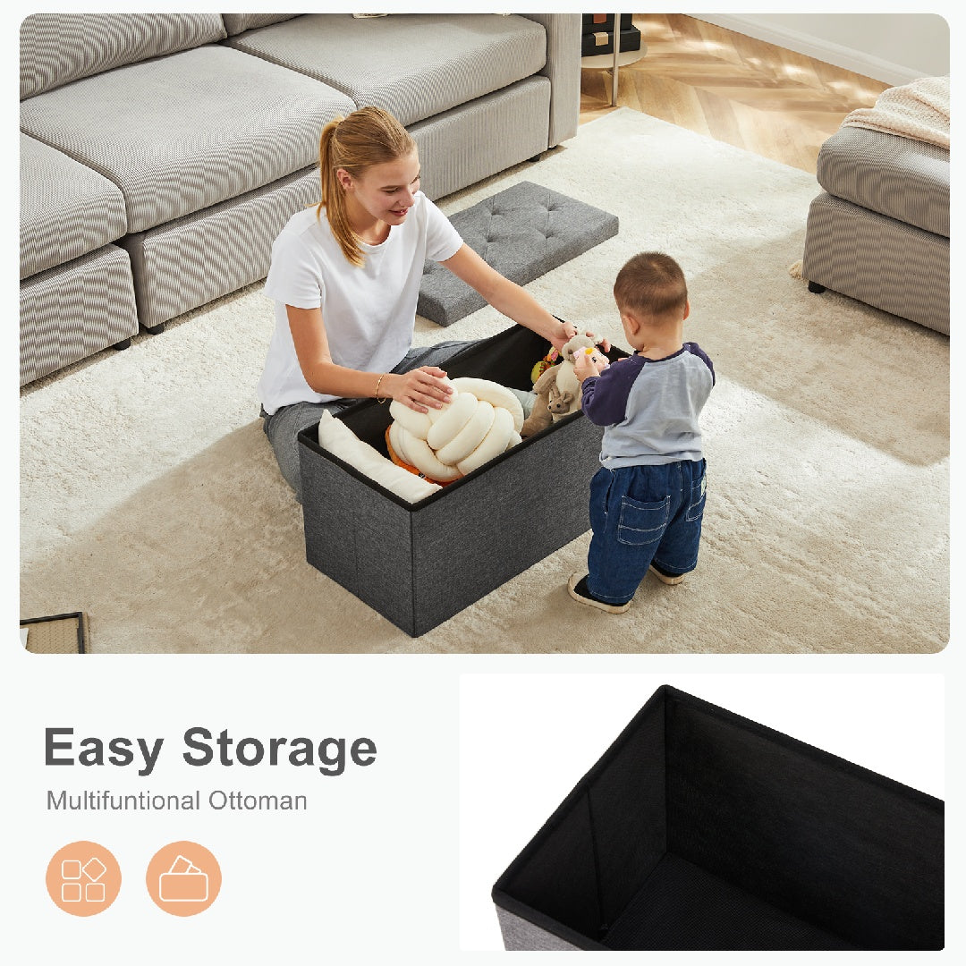 Storage Ottoman With Thicker Foam Padded Seat